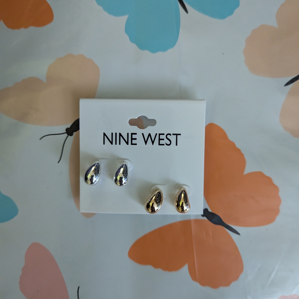 Nine West Gold and Silver Stud Earrings